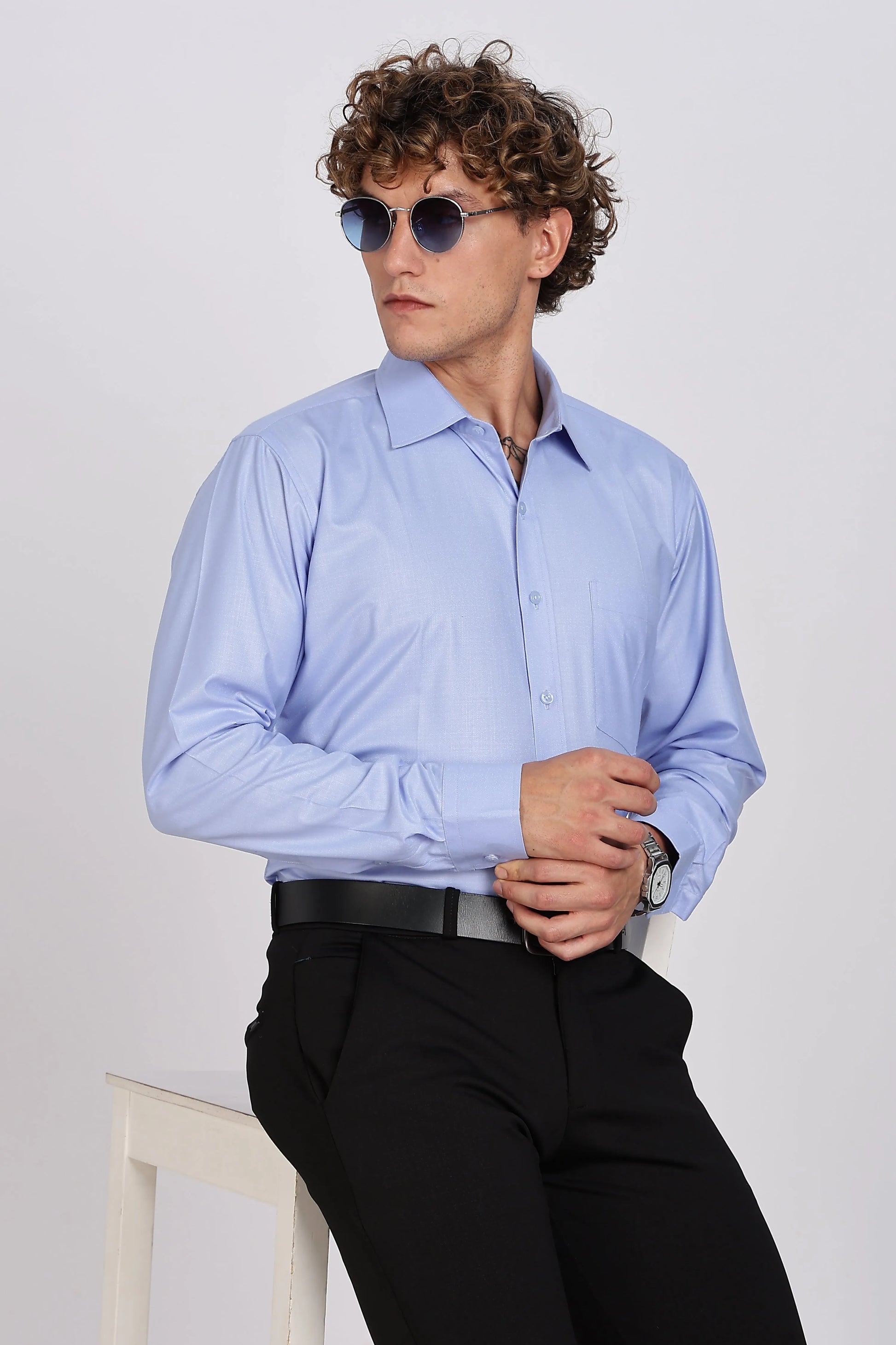 Men’s Premium Cotton Shirt - Blue | PallyWear