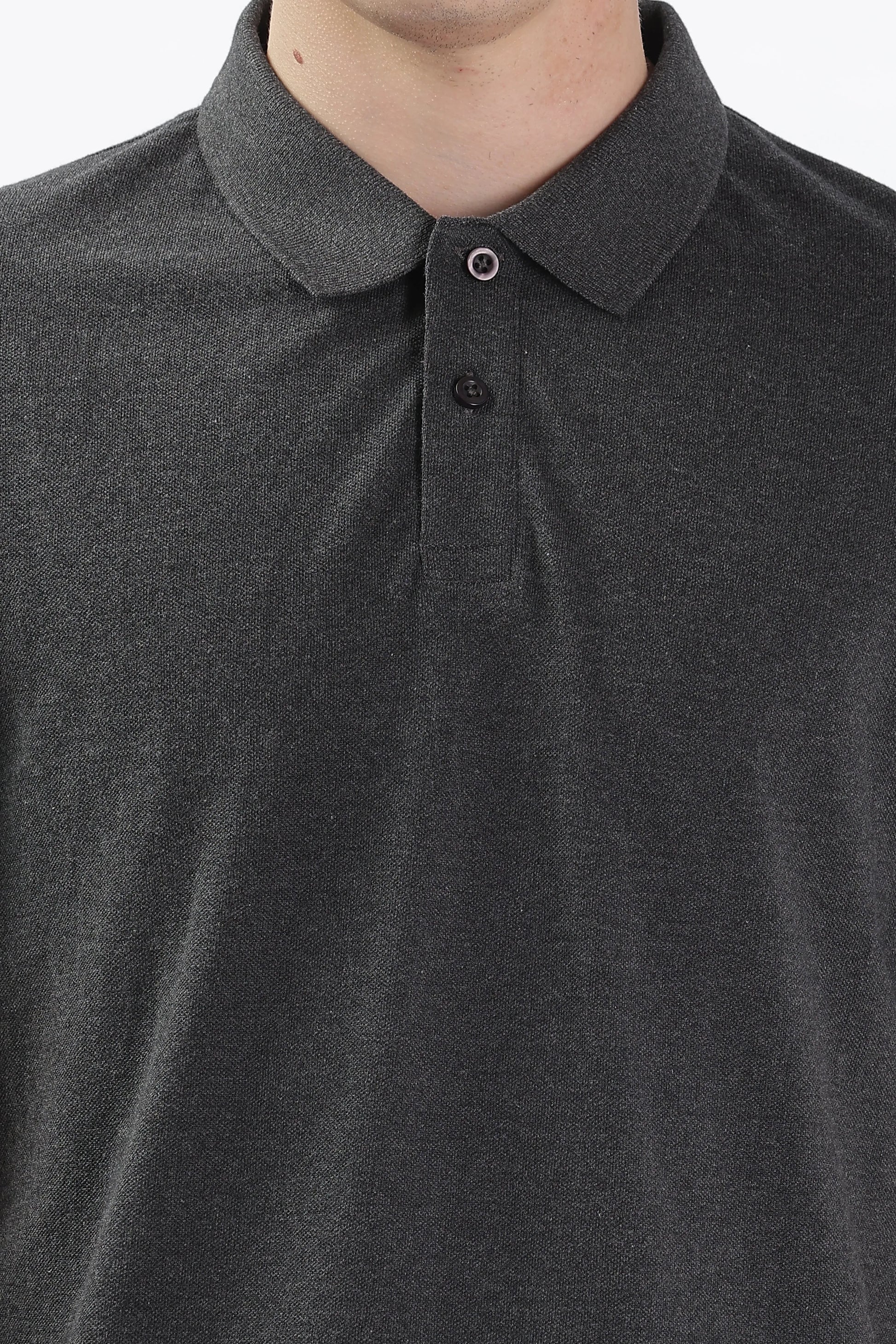 Men’s Soft Cotton Polo T-Shirt (Feathery Series) - Charcoal Grey Melange | PallyWear