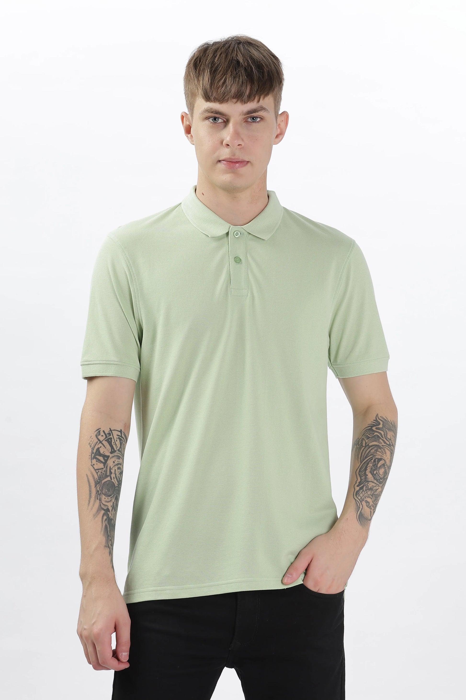 Men’s Soft Cotton Polo T-Shirt (Feathery Series) - Light Green | PallyWear