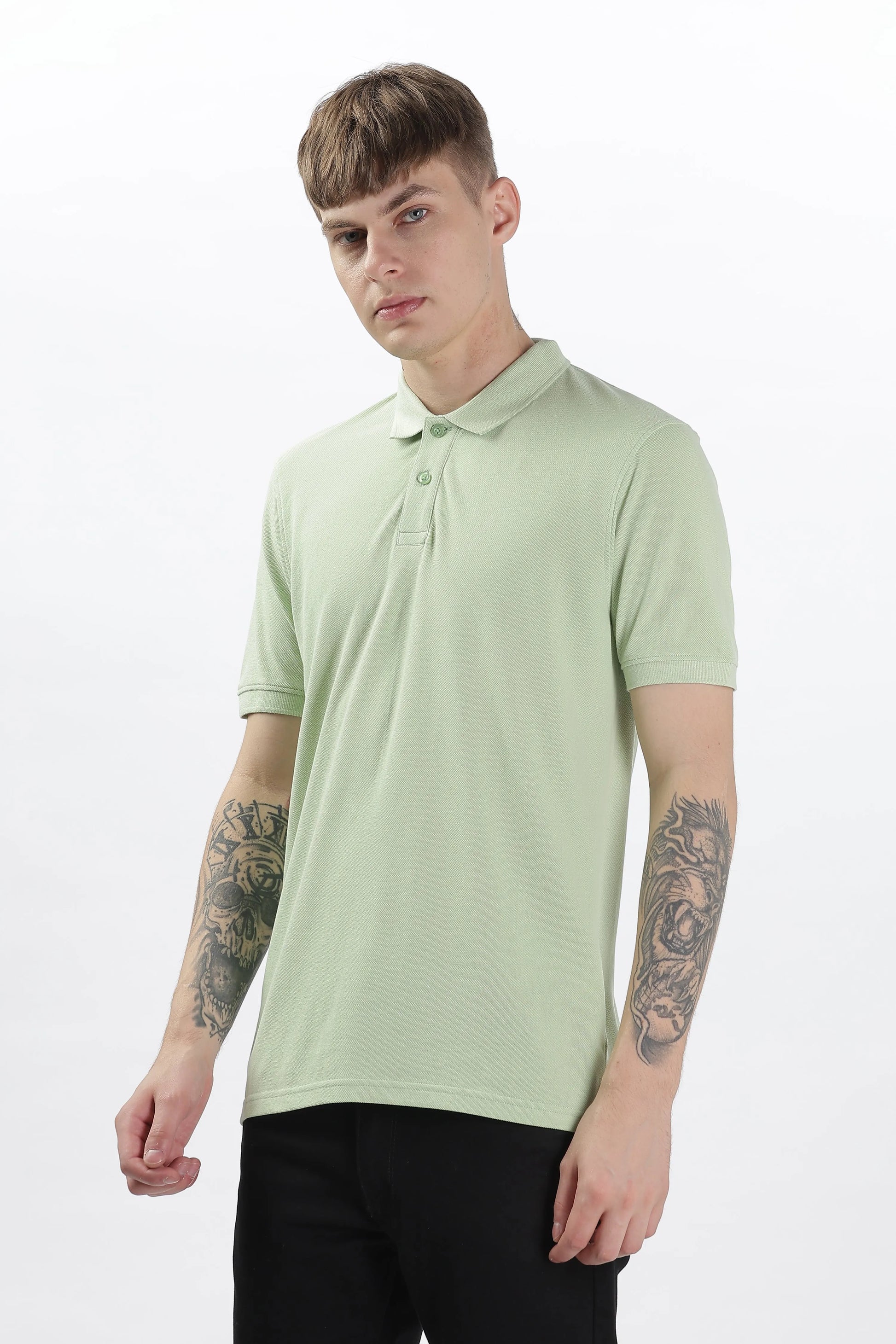 Men’s Soft Cotton Polo T-Shirt (Feathery Series) - Light Green | PallyWear
