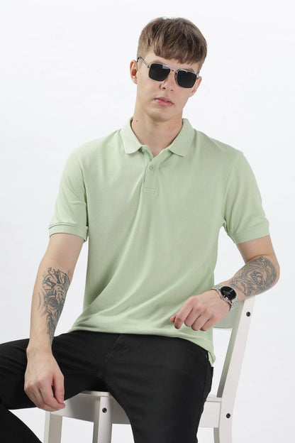 Men’s Soft Cotton Polo T-Shirt (Feathery Series) - Light Green | PallyWear
