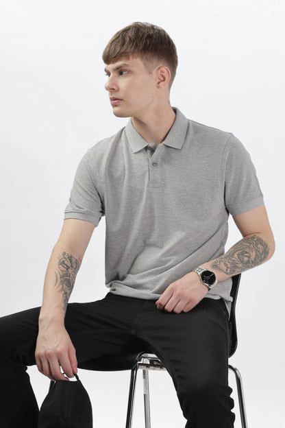 Men’s Soft Cotton Polo T-Shirt (Feathery Series) - Light Grey | PallyWear