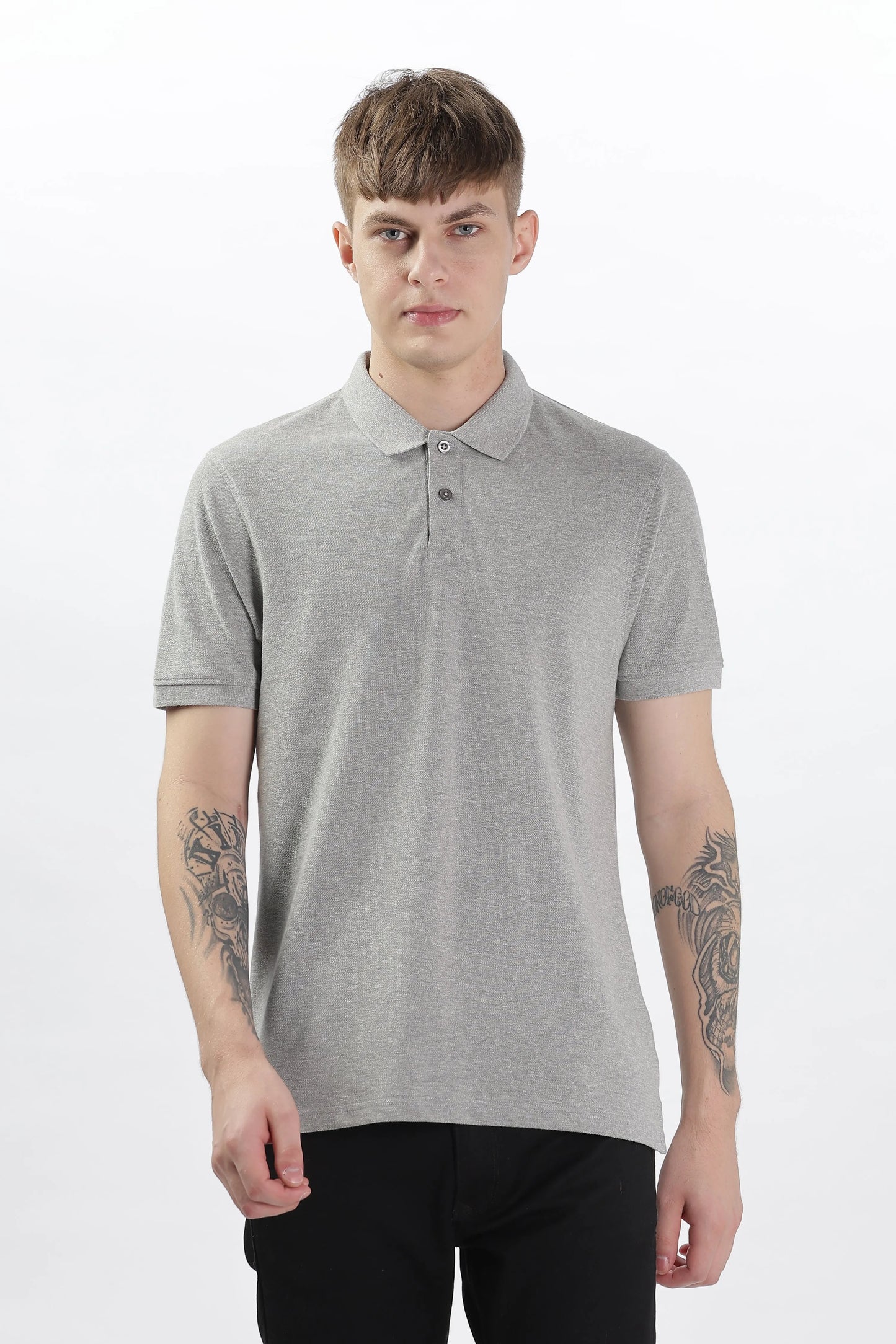Men’s Soft Cotton Polo T-Shirt (Feathery Series) - Light Grey | PallyWear