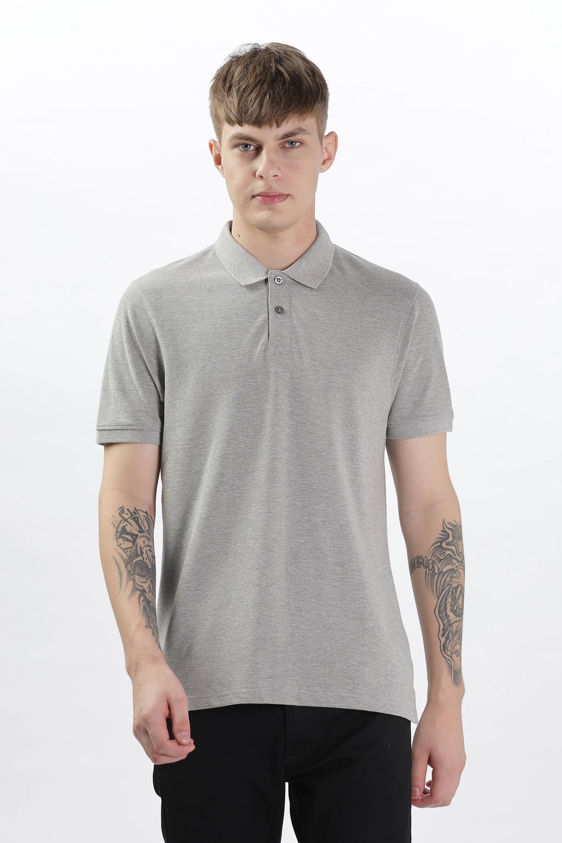 Men’s Soft Cotton Polo T-Shirt (Feathery Series) - Light Grey | PallyWear