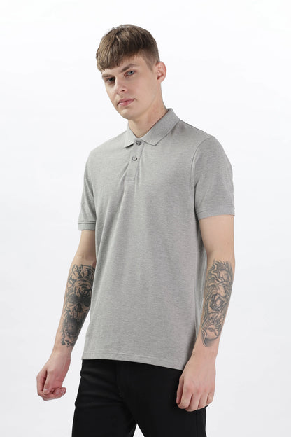 Men’s Soft Cotton Polo T-Shirt (Feathery Series) - Light Grey | PallyWear