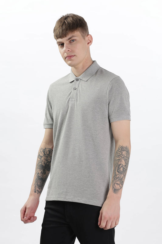 Men’s Soft Cotton Polo T-Shirt (Feathery Series) - Light Grey | PallyWear