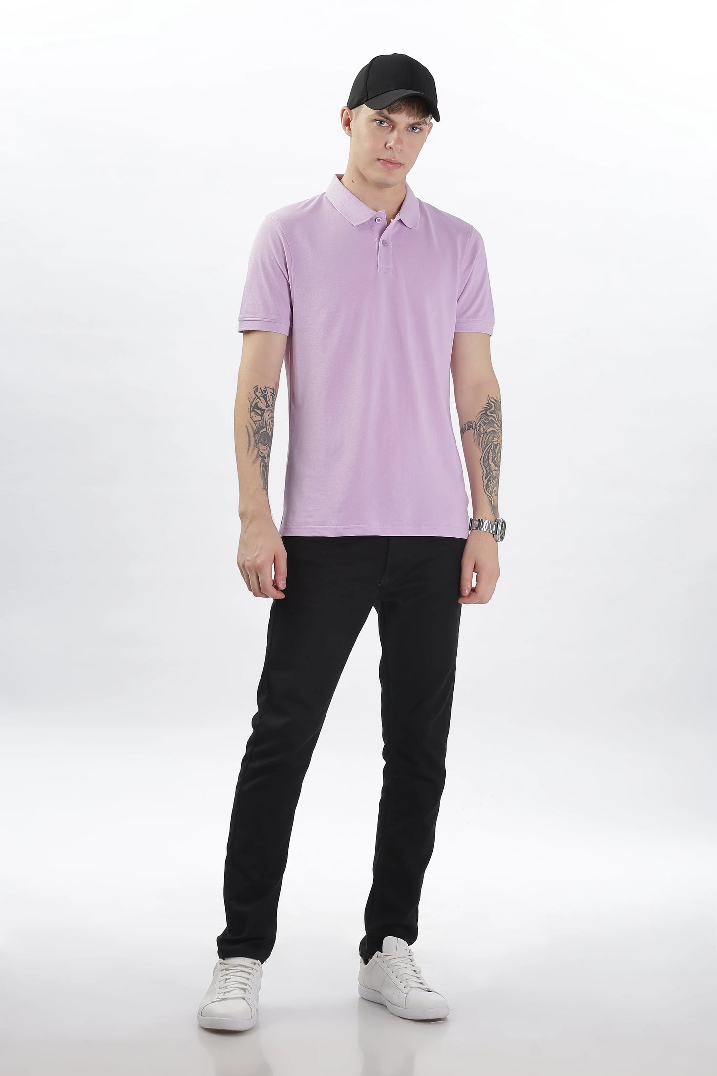Men’s Soft Cotton Polo T-Shirt (Feathery Series) - Lilac Purple | PallyWear