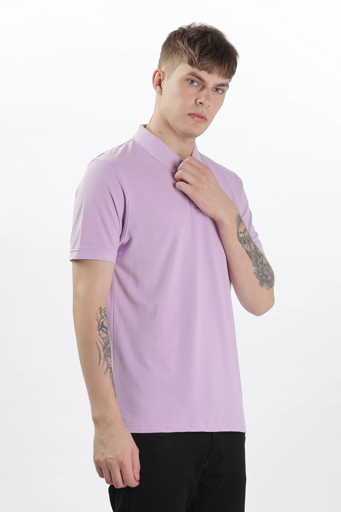 Men’s Soft Cotton Polo T-Shirt (Feathery Series) - Lilac Purple | PallyWear