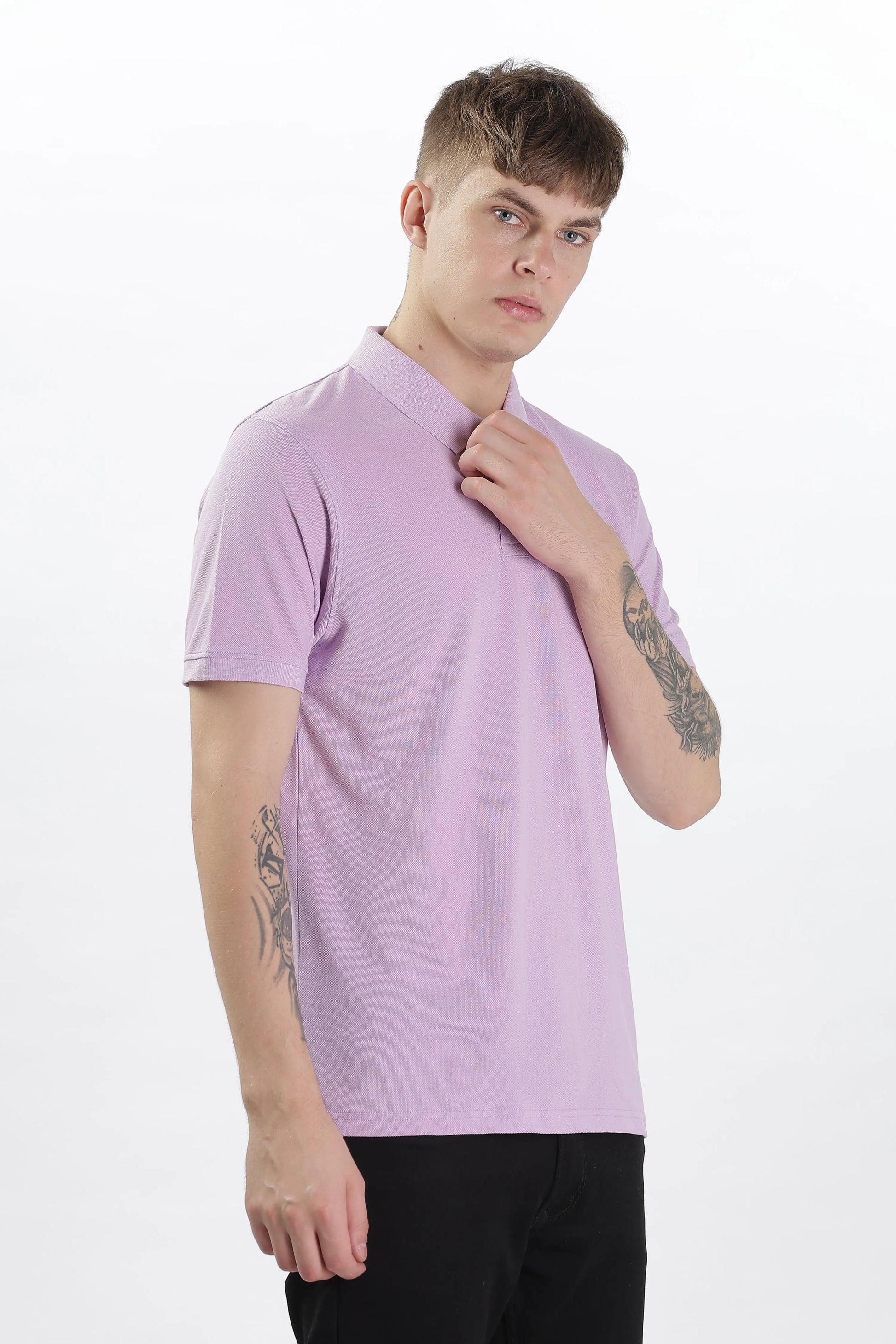 Men’s Soft Cotton Polo T-Shirt (Feathery Series) - Lilac Purple | PallyWear