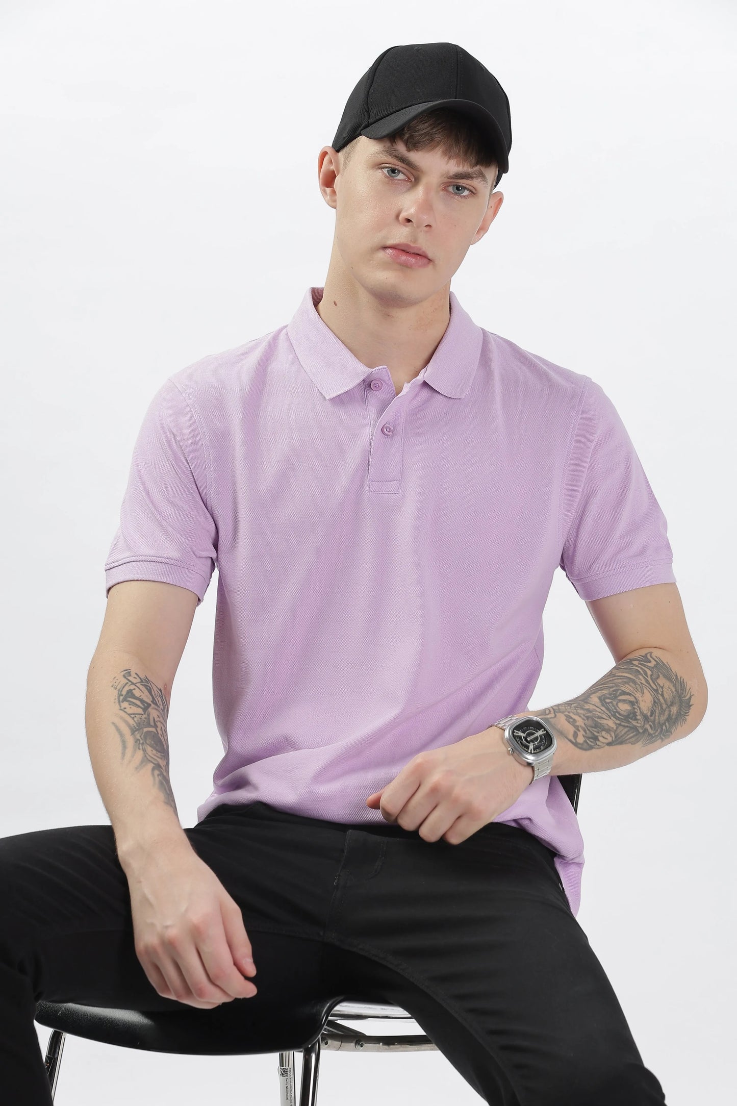 Men’s Soft Cotton Polo T-Shirt (Feathery Series) - Lilac Purple | PallyWear