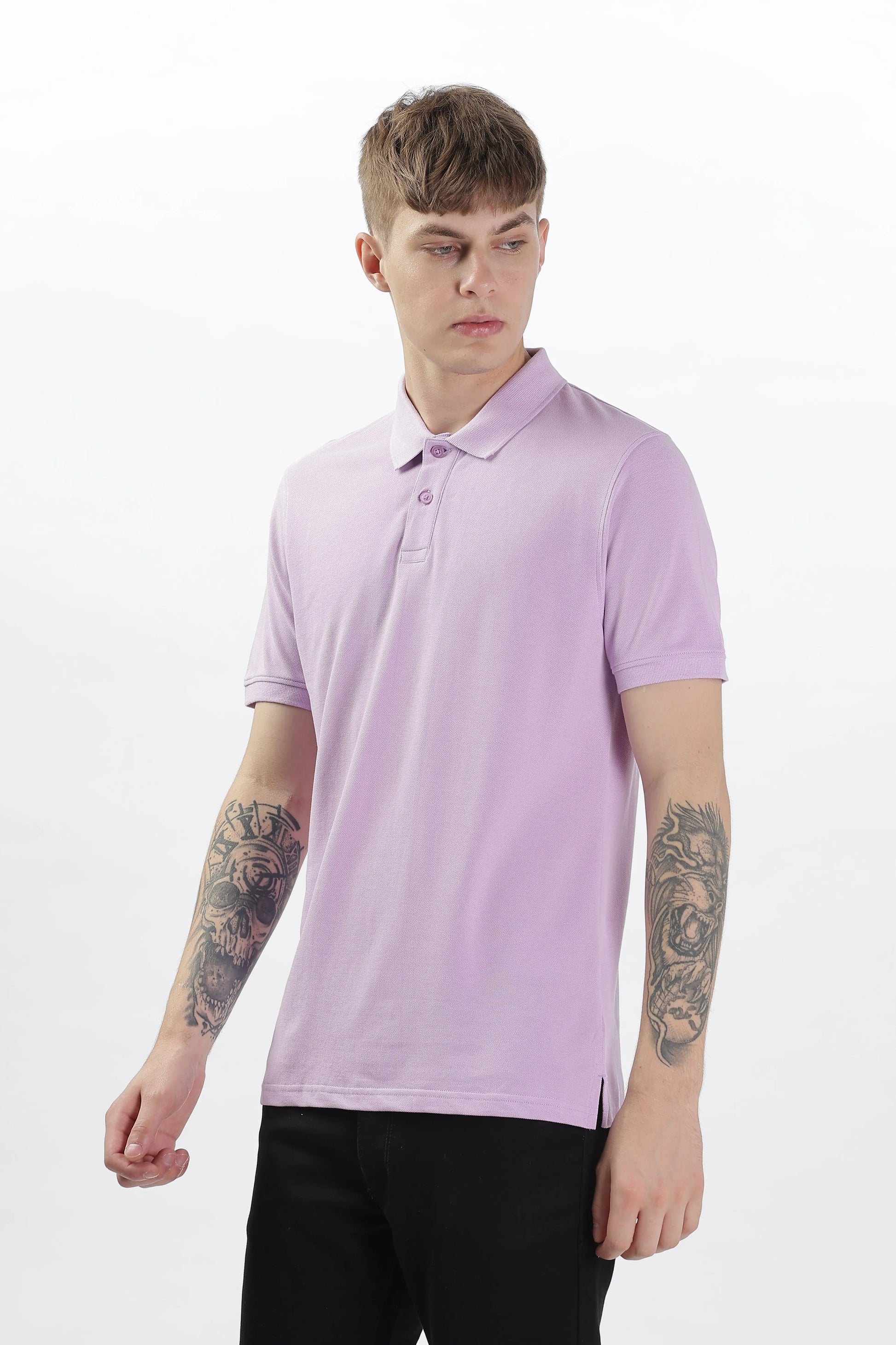 Men’s Soft Cotton Polo T-Shirt (Feathery Series) - Lilac Purple | PallyWear