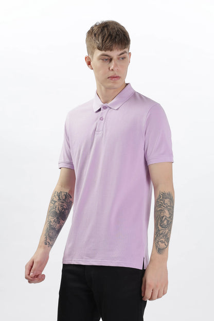 Men’s Soft Cotton Polo T-Shirt (Feathery Series) - Lilac Purple | PallyWear