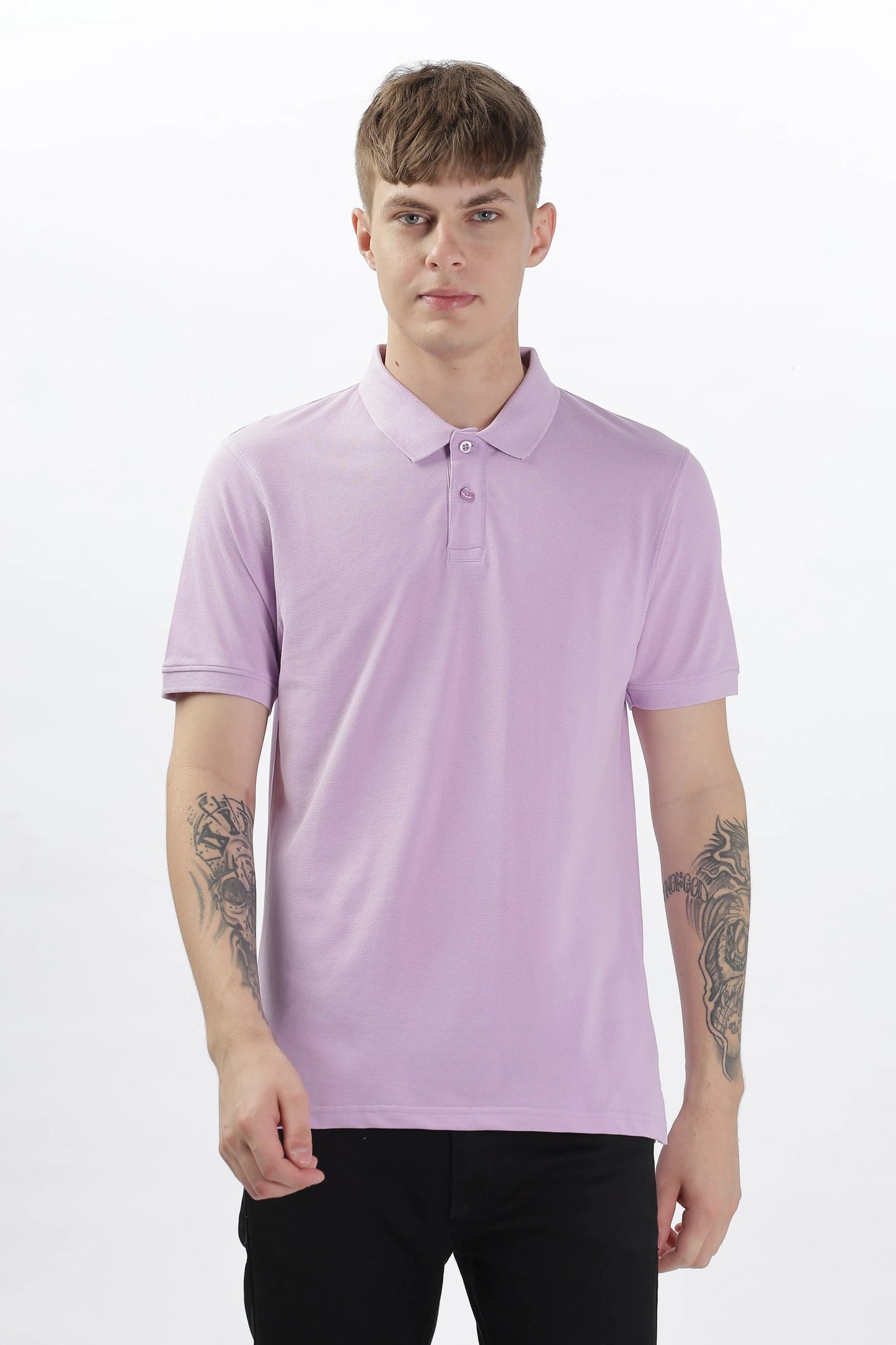 Men’s Soft Cotton Polo T-Shirt (Feathery Series) - Lilac Purple | PallyWear