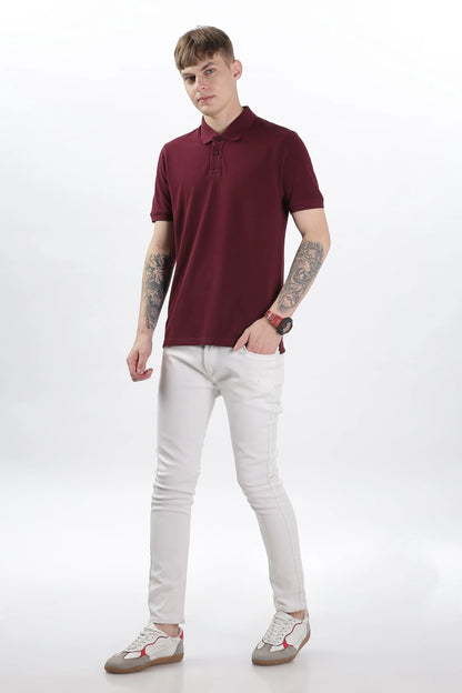 Men’s Soft Cotton Polo T-Shirt (Feathery Series) - Maroon | PallyWear