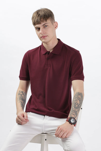 Men’s Soft Cotton Polo T-Shirt (Feathery Series) - Maroon | PallyWear