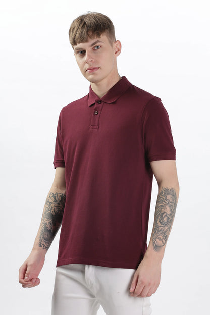 Men’s Soft Cotton Polo T-Shirt (Feathery Series) - Maroon | PallyWear