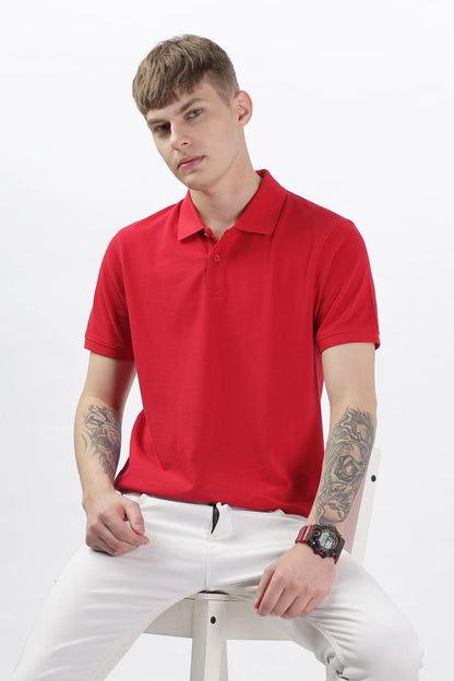 Men’s Soft Cotton Polo T-Shirt (Feathery Series) - Red | PallyWear