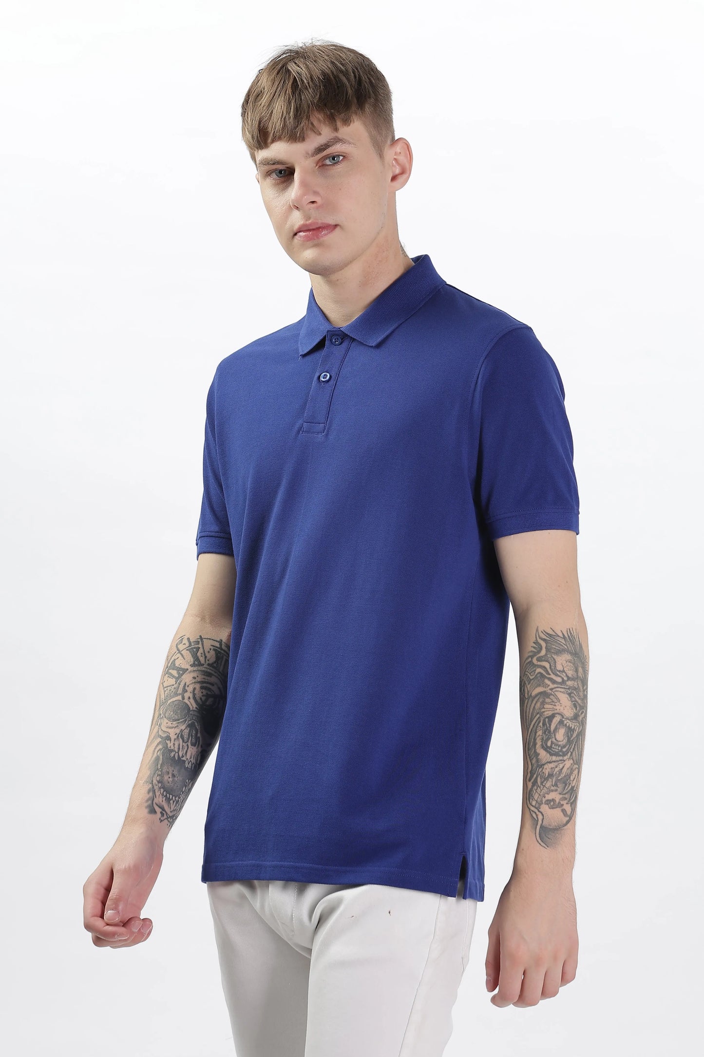 Men’s Soft Cotton Polo T-Shirt (Feathery Series) - Royal Blue | PallyWear