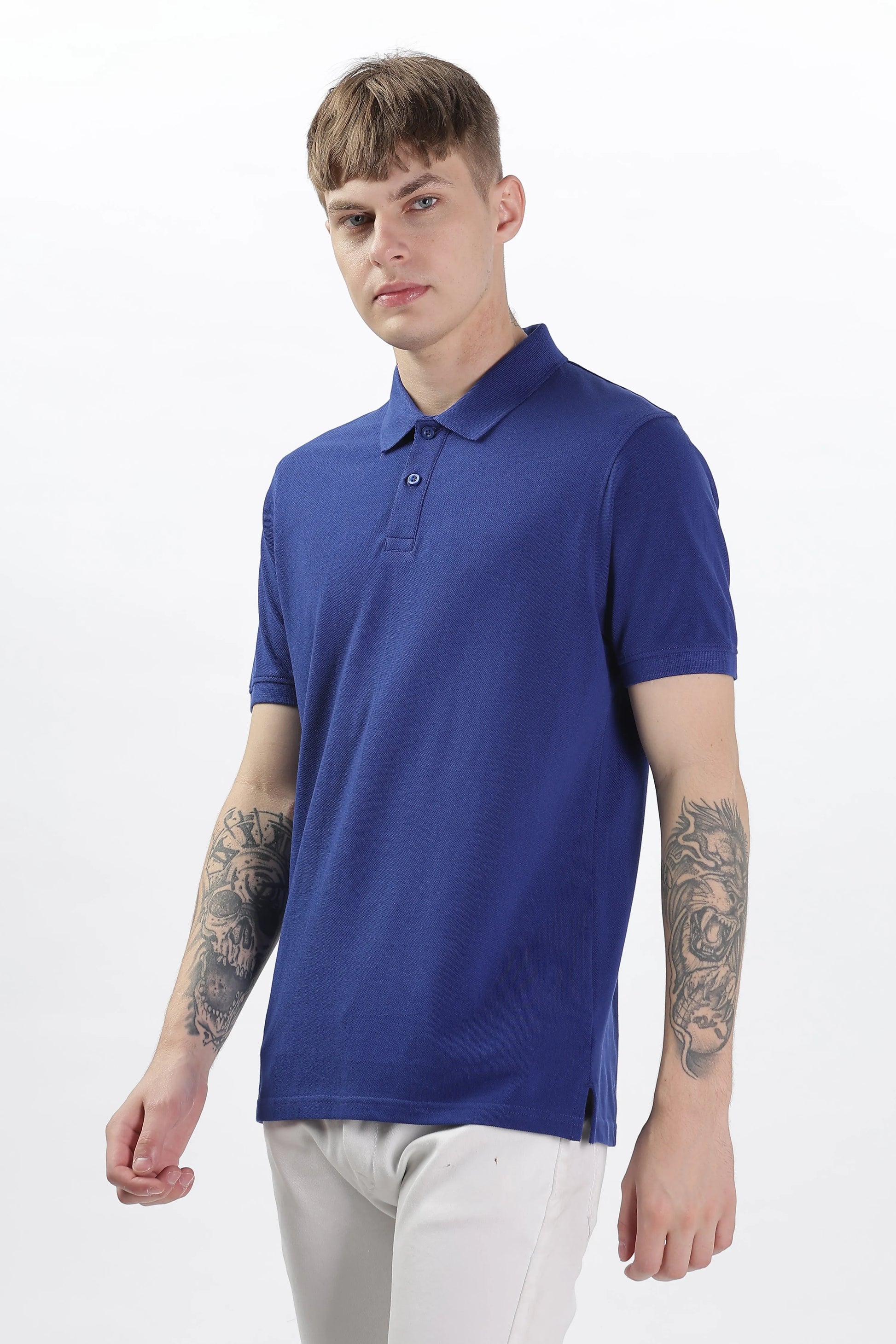 Men’s Soft Cotton Polo T-Shirt (Feathery Series) - Royal Blue | PallyWear
