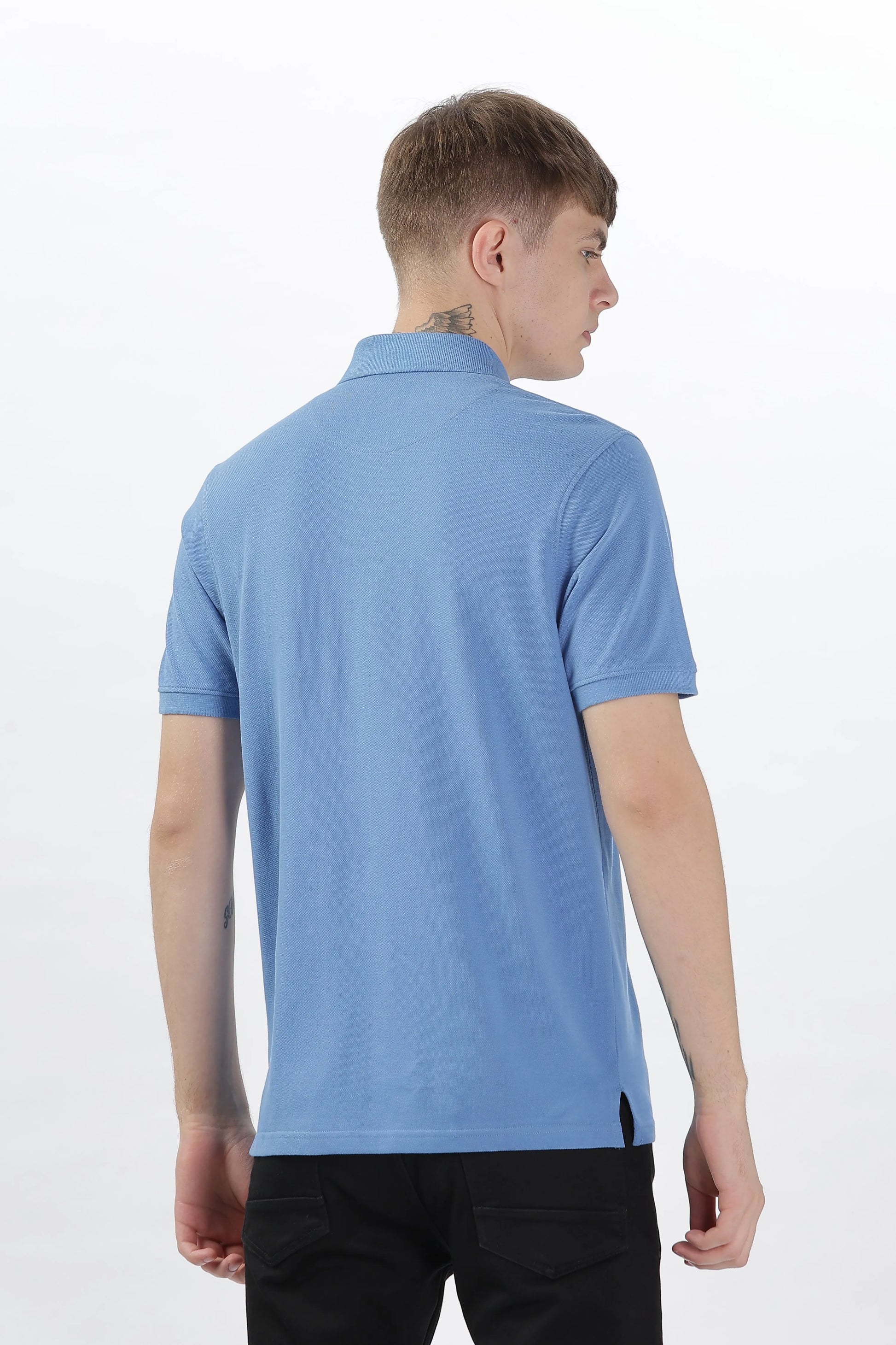 Men’s Soft Cotton Polo T-Shirt (Feathery Series) - Sky Blue | PallyWear