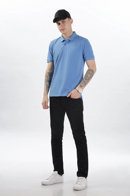 Men’s Soft Cotton Polo T-Shirt (Feathery Series) - Sky Blue | PallyWear