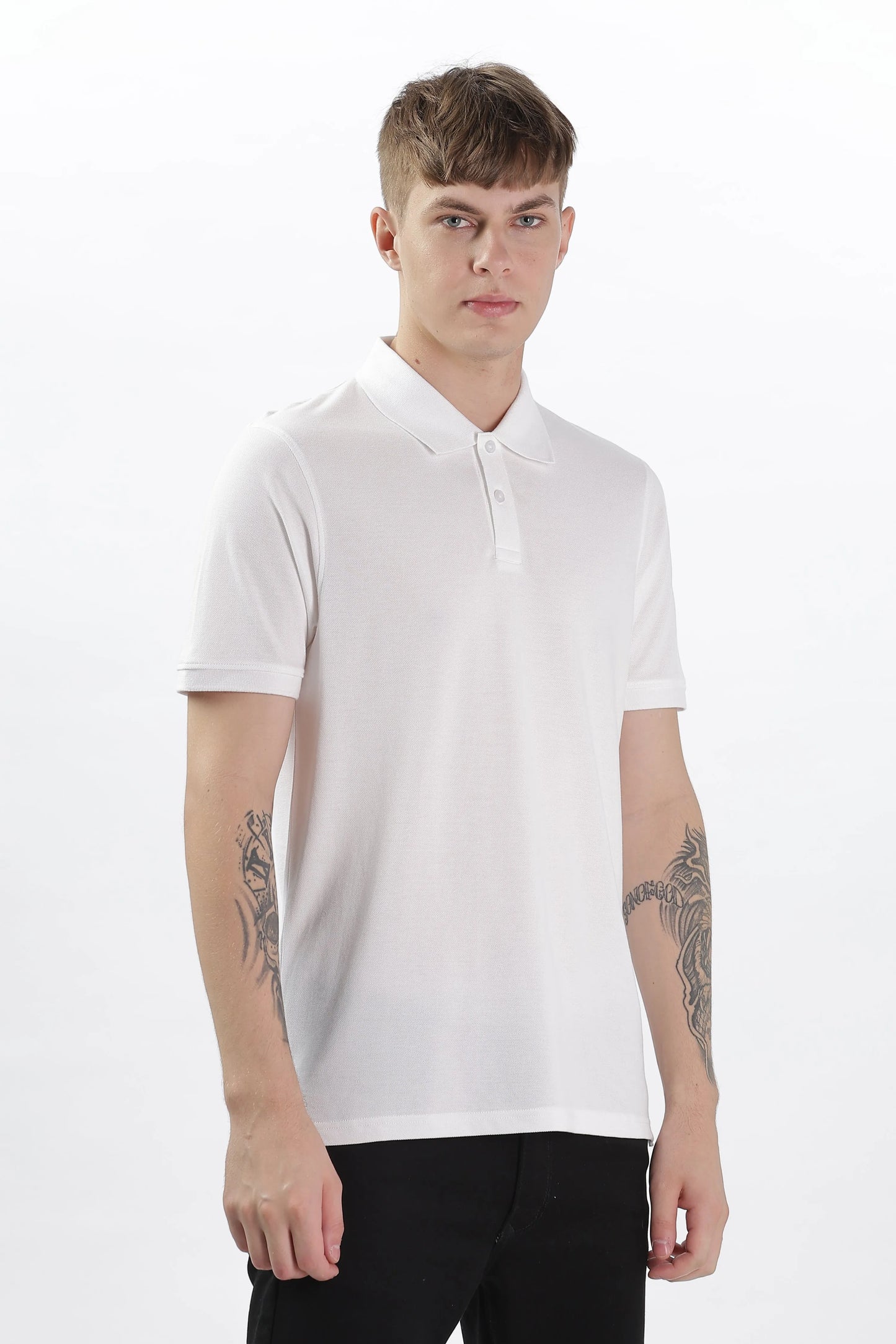 Men’s Soft Cotton Polo T-Shirt (Feathery Series) - White | PallyWear