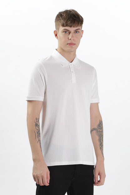 Men’s Soft Cotton Polo T-Shirt (Feathery Series) - White | PallyWear
