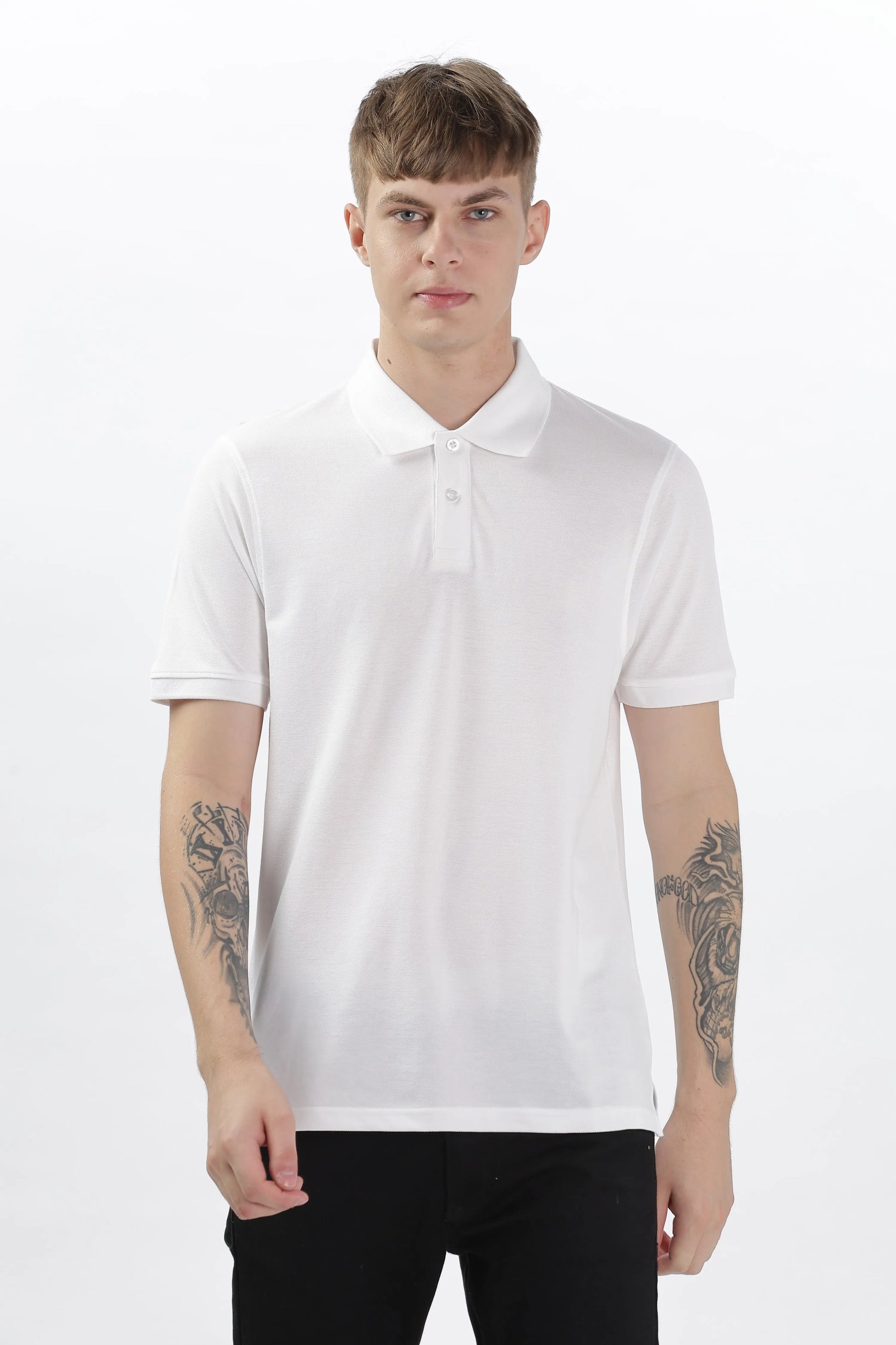 Men’s Soft Cotton Polo T-Shirt (Feathery Series) - White | PallyWear
