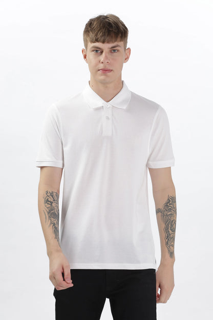Men’s Soft Cotton Polo T-Shirt (Feathery Series) - White | PallyWear