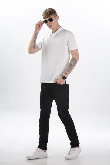 Men’s Soft Cotton Polo T-Shirt (Feathery Series) - White | PallyWear