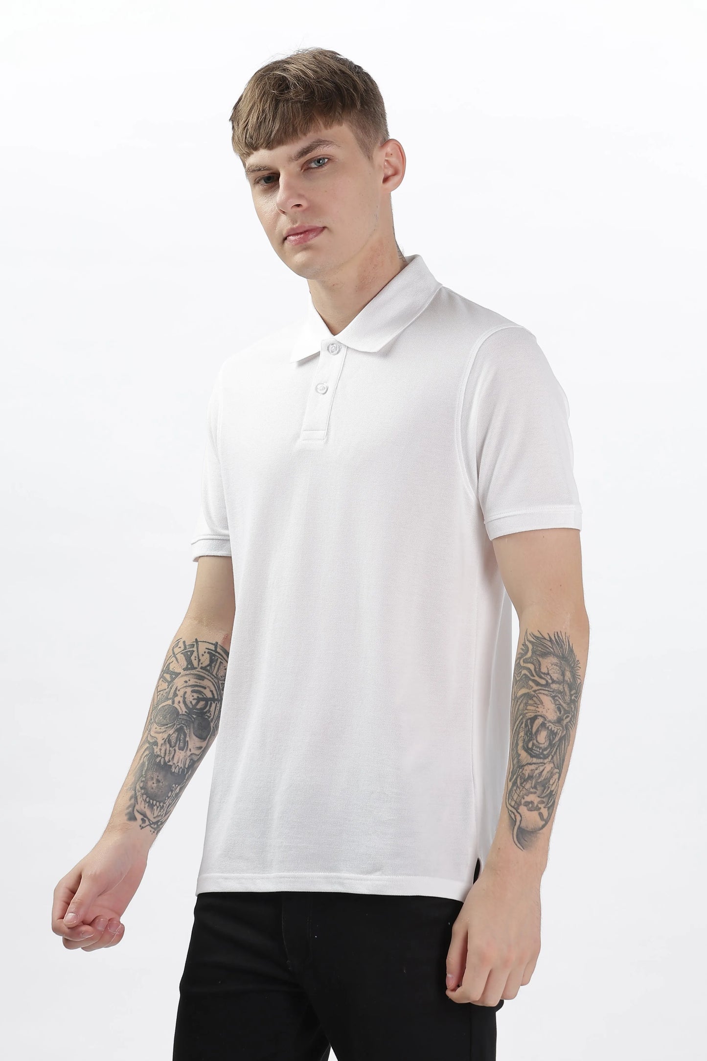 Men’s Soft Cotton Polo T-Shirt (Feathery Series) - White | PallyWear