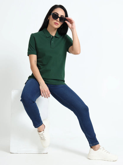 Women’s Comfort Cotton Polo - Bottle Green | PallyWear