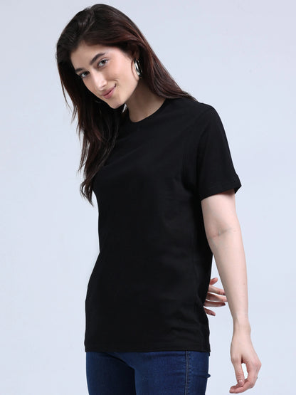 Women’s Cotton Round Neck T-Shirt - Black | PallyWear
