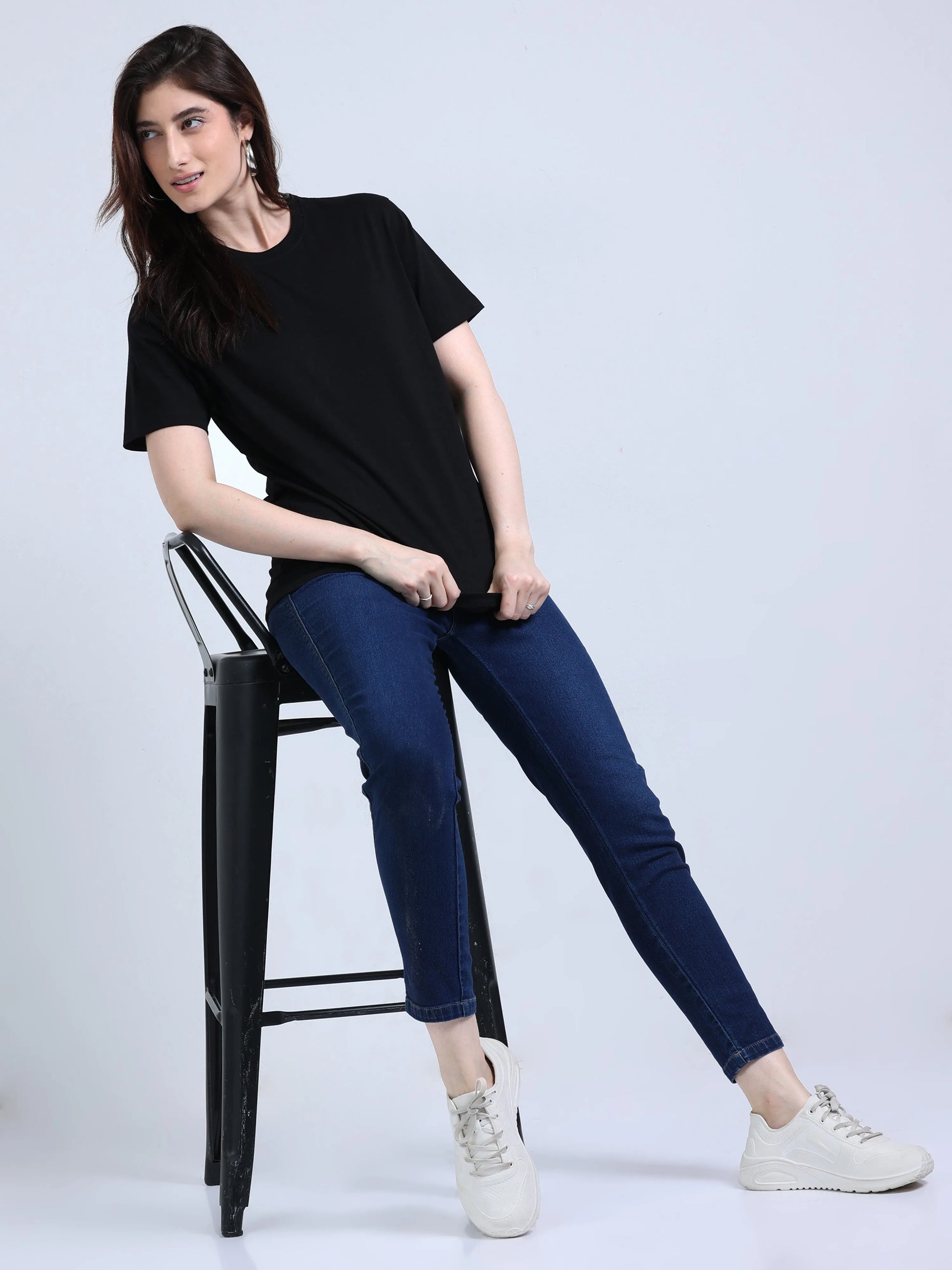 Women’s Cotton Round Neck T-Shirt - Black | PallyWear