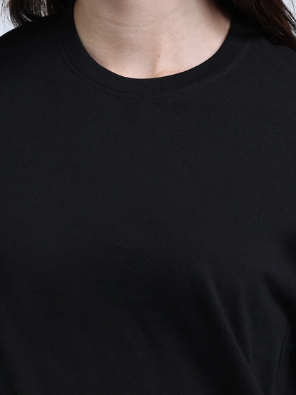 Women’s Cotton Round Neck T-Shirt - Black | PallyWear