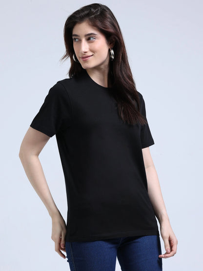 Women’s Cotton Round Neck T-Shirt - Black | PallyWear