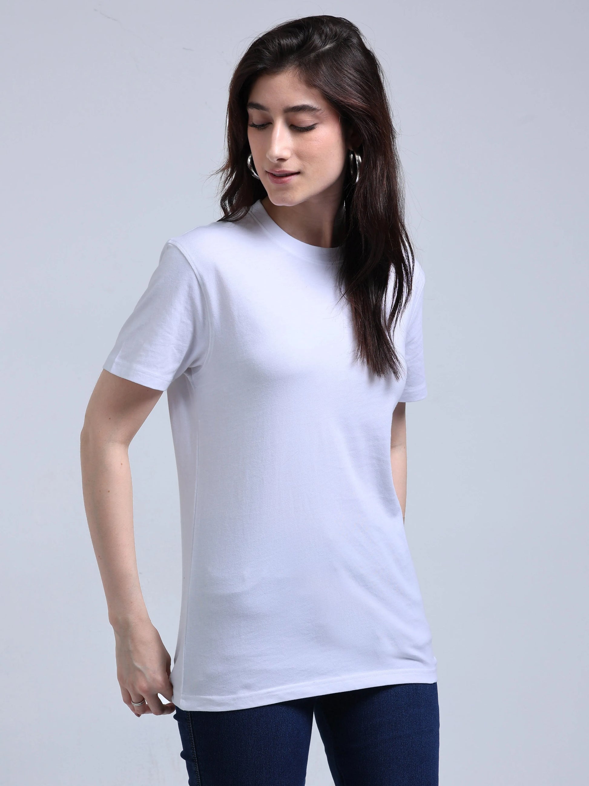 Women’s Cotton Round Neck T-Shirt - White | PallyWear