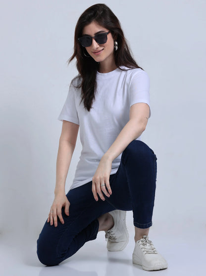 Women’s Cotton Round Neck T-Shirt - White | PallyWear