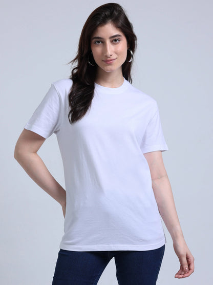 Women’s Cotton Round Neck T-Shirt - White | PallyWear