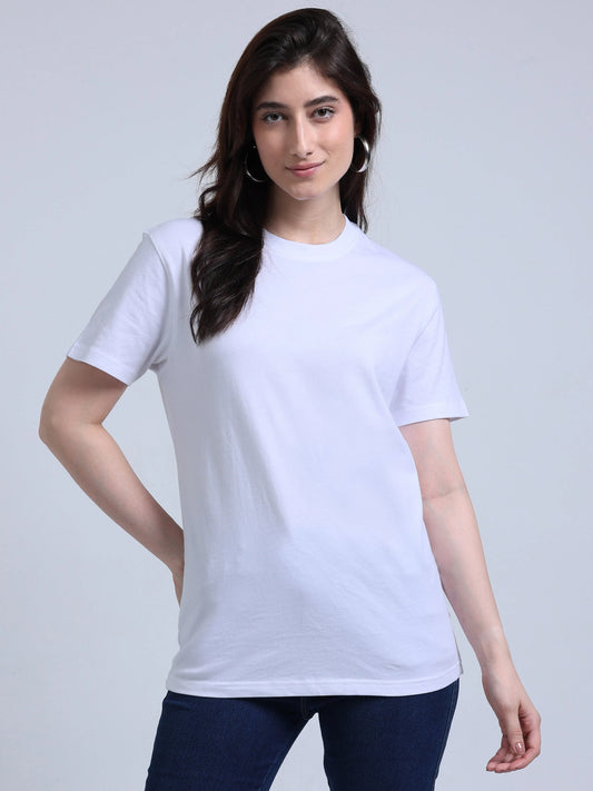 Women’s Cotton Round Neck T-Shirt - White | PallyWear
