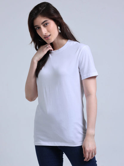 Women’s Cotton Round Neck T-Shirt - White | PallyWear