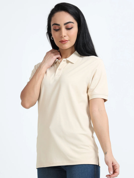Women’s Everyday Polo T-Shirt - Beige | PallyWear