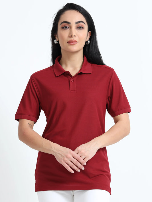Women’s Everyday Polo T-Shirt - Maroon | PallyWear