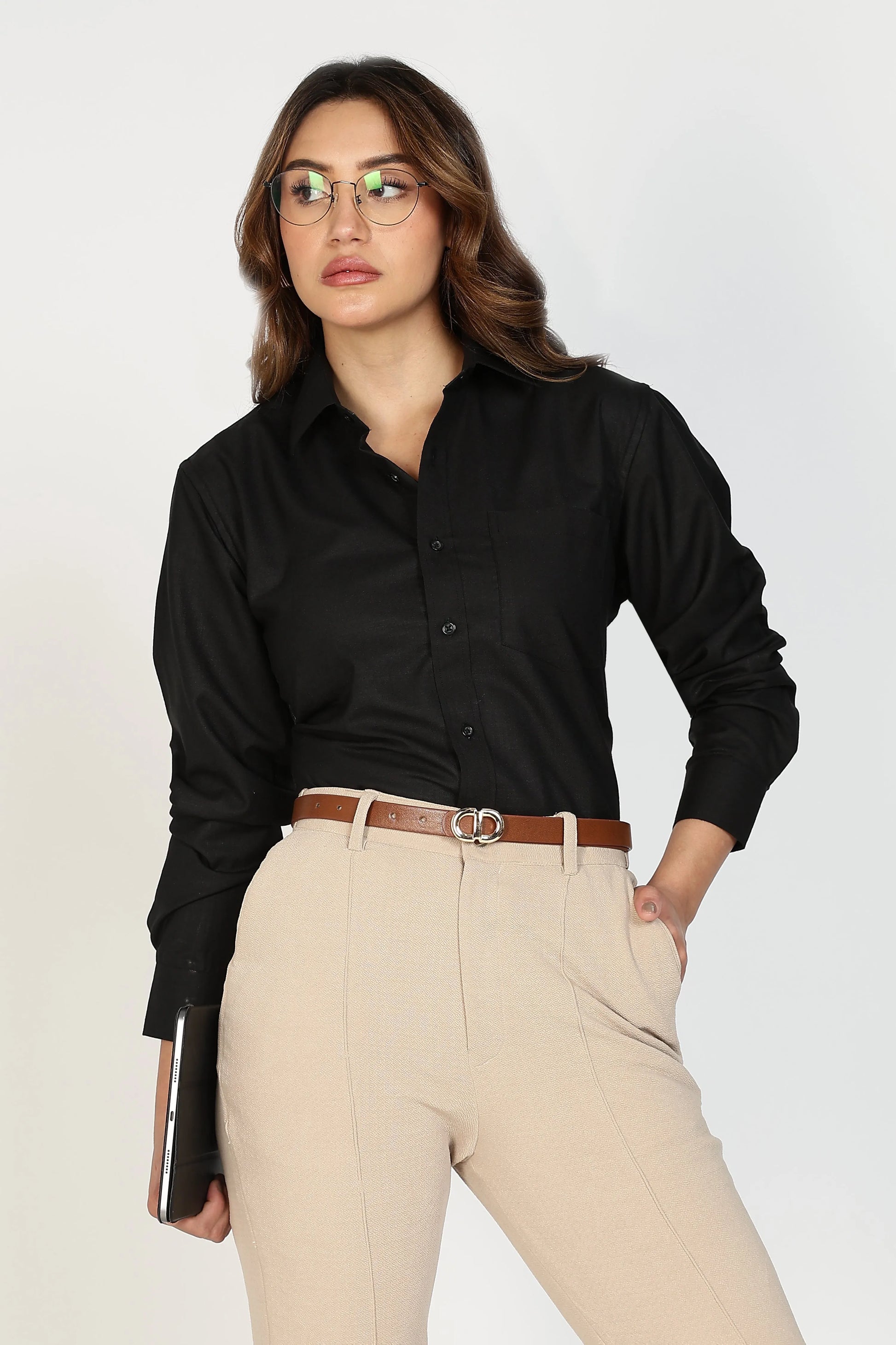 Women’s Premium Cotton Shirt - Black | PallyWear