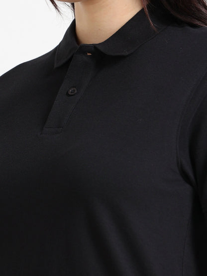 Women’s Soft Cotton Polo - Black | PallyWear (Feathery Series)