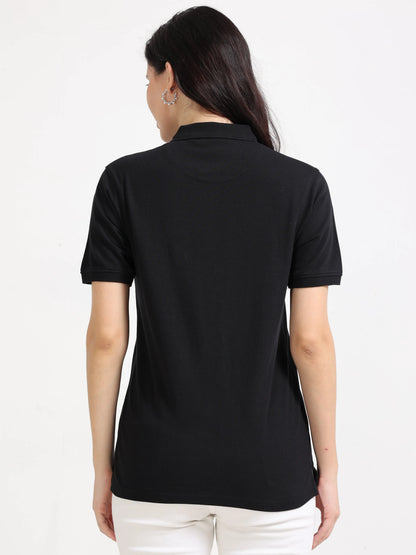 Women’s Soft Cotton Polo - Black | PallyWear (Feathery Series)
