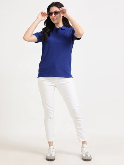 Women’s Soft Cotton Polo - Blue | PallyWear (Feathery Series)