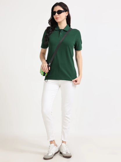 Women’s Soft Cotton Polo - Bottle Green | PallyWear (Feathery Series)