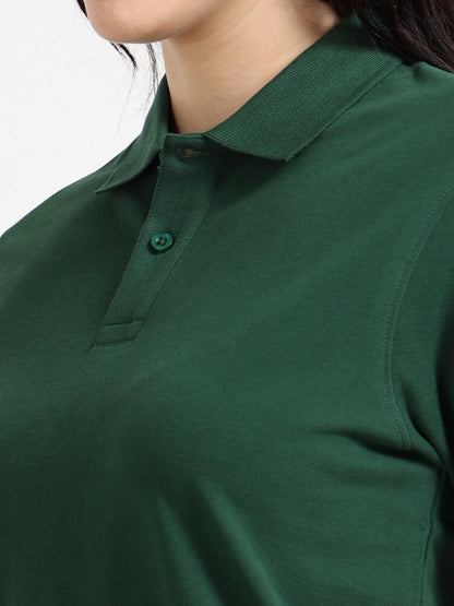 Women’s Soft Cotton Polo - Bottle Green | PallyWear (Feathery Series)