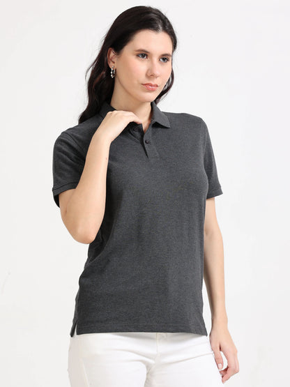Women’s Soft Cotton Polo - Grey | PallyWear (Feathery Series)